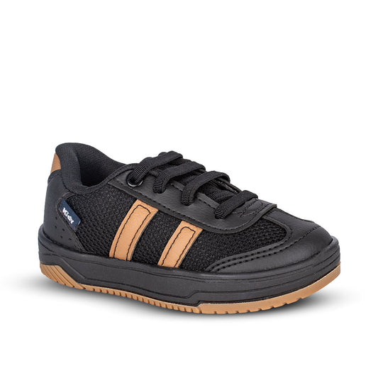 Tênis Menino Infantil Kidy Happy Preto e Caramelo