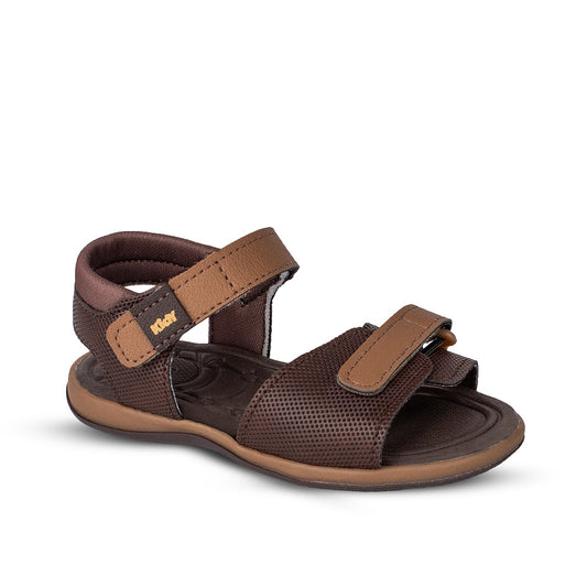 Sandália Infantil Menino Kidy Baby Café e Caramelo com Velcro Primeiros Passos 18 ao 24
