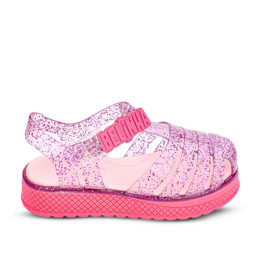 Sandália Infantil Kidy Belinha Gloss Pink Glitter Brilho Conforto Delicadeza