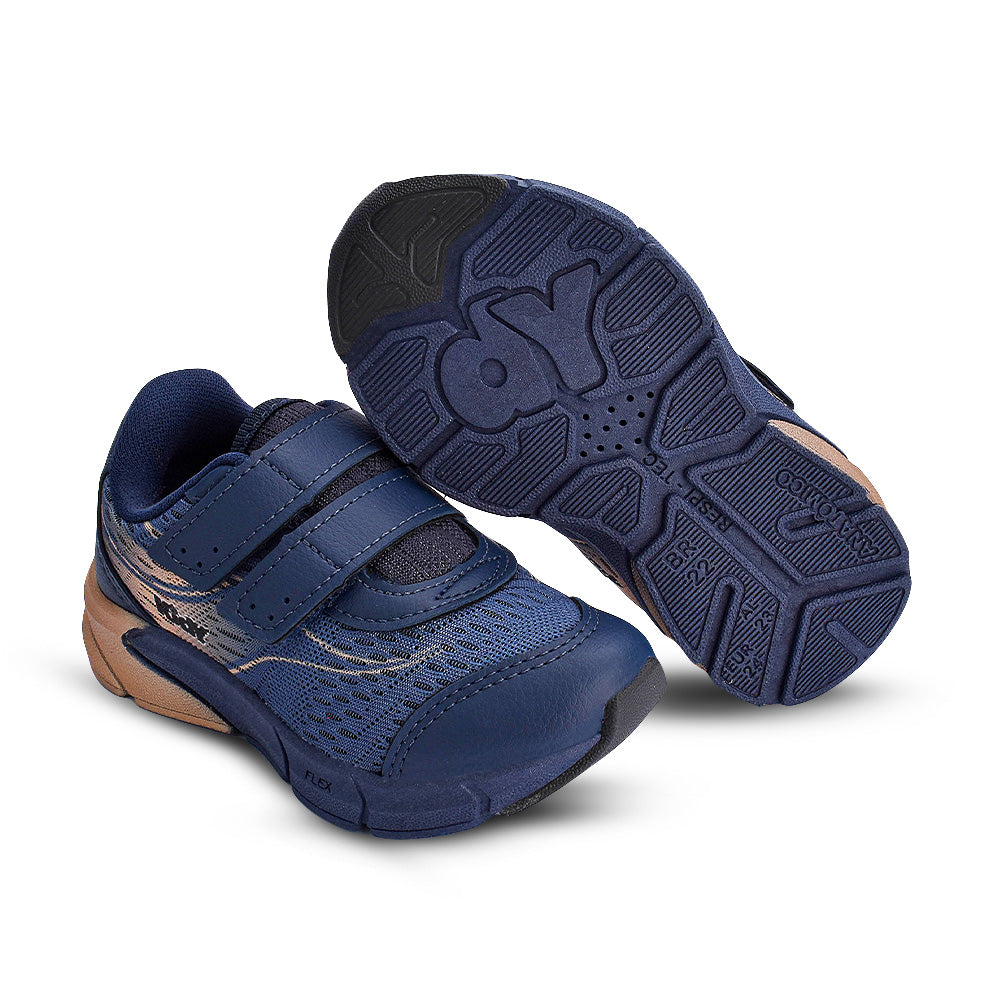 TÊNIS KIDY ENERGY BABY RESPITEC MARINHO/DOURADO Kidy