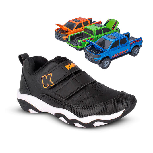 Tênis Infantil Menino Kidy Play Respitec Preto com Velcro