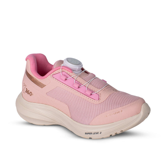 Tênis Infantil Menina Kidy K-360 Disc Super Leve Nude/Ouro