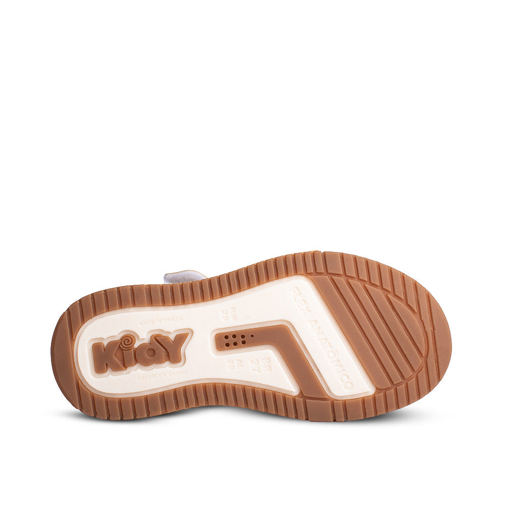 Tênis Infantil Menina Kidy Happy Fita Aderente Off White com Ouro 22 ao 27
