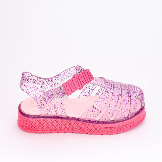Sandália Infantil Kidy Belinha Gloss Pink Glitter Brilho Conforto Delicadeza