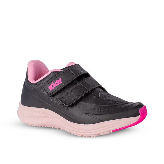 Tênis Menina Infantil Kidy Super Conforto Respitec Preto e Rosa Chiclete