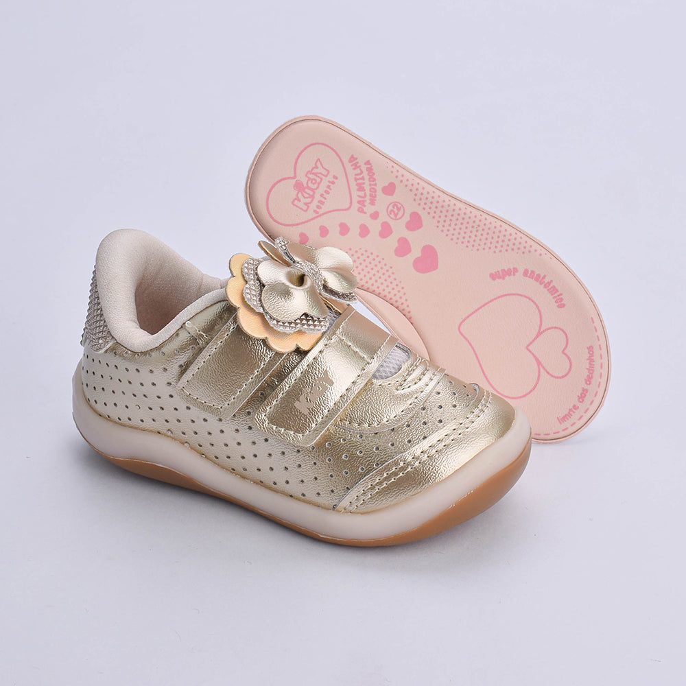 Tênis infantil Kidy Colors Bebê Equilíbrio Ouro