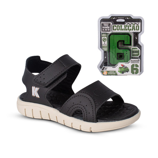 Sandália Infantil Menino Kidy Toys Preto Conforto + Brinquedo