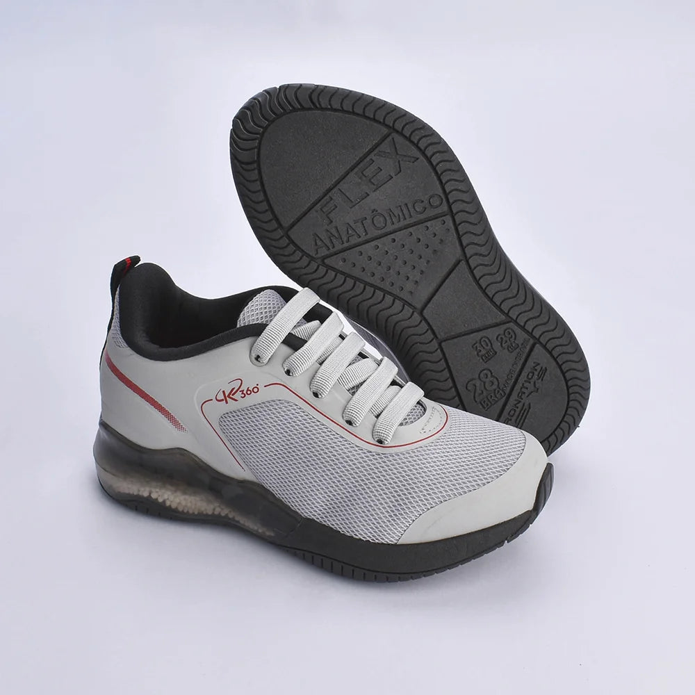 Tênis Infantil K360 Alpha Air Cinza e Vermelho - Amortecimento e Conforto para o Dia a Dia