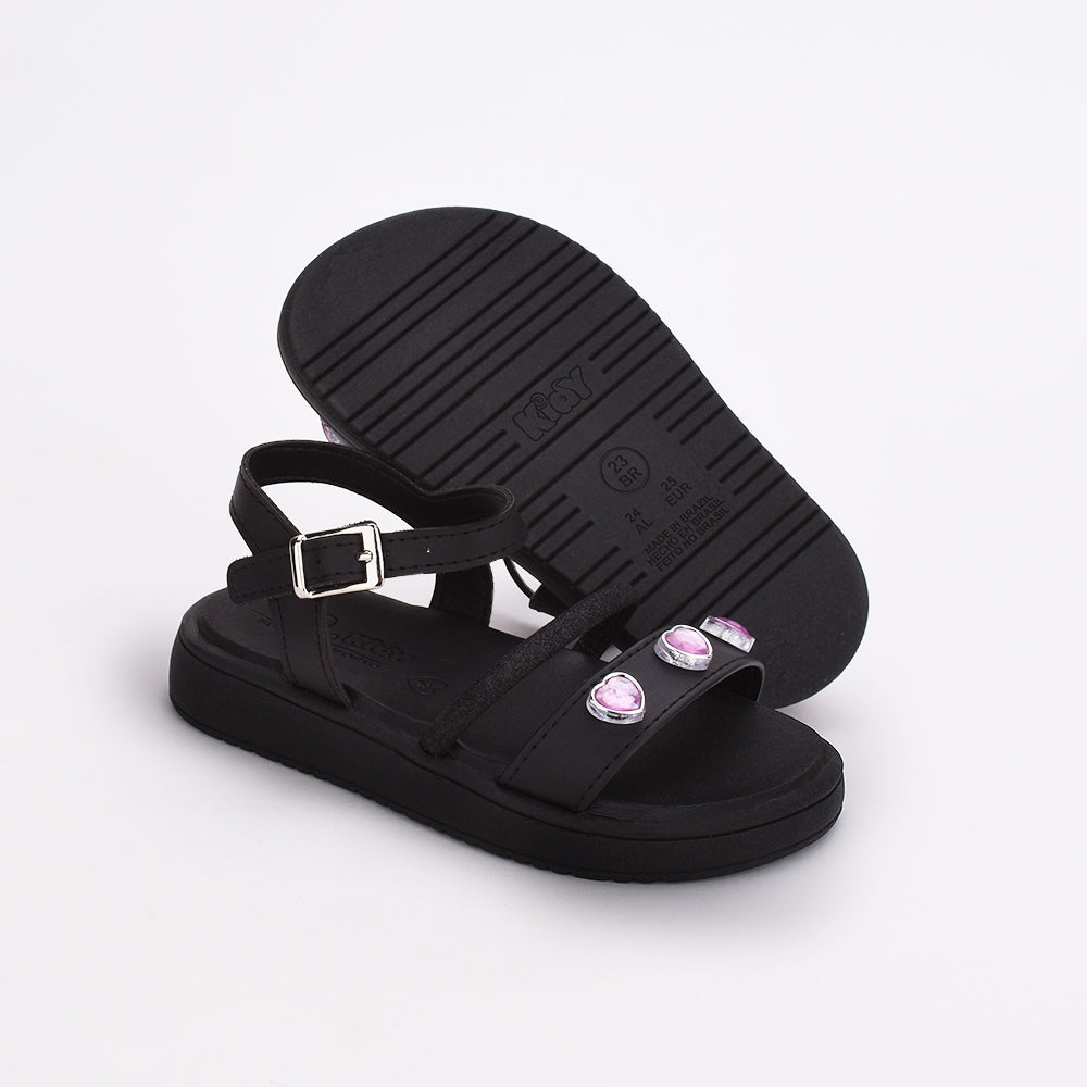 Sandália Menina Infantil Kidy Mini Flat Form Branco e Rosa