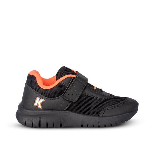 Tênis Infantil Kidy Ultra Flex Preto com Laranja Neon + Brinquedo