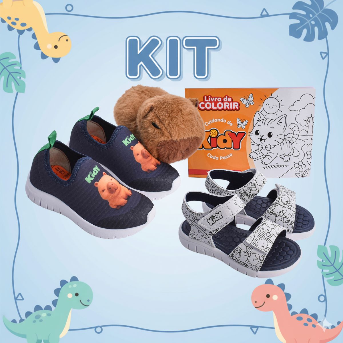 Kit Tênis Menino Infantil Capivara e Sandália Kidy Goods Azul