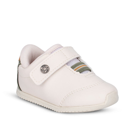 Tênis Infantil Menino Kidy Casual Bebê Marfim e Verde Militar