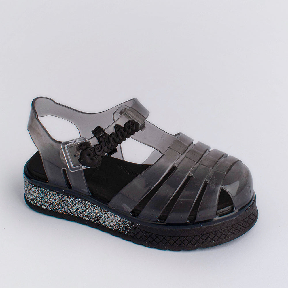 Sandália Infantil Menina Kidy Gloss Belinha Preto Conforto e Estilo