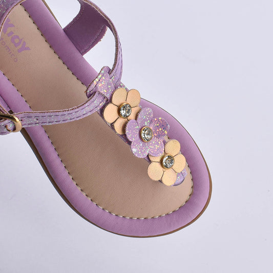 Sandália Infantil Menina Kidy Cristal Lilás com Capivara Agarradinha
