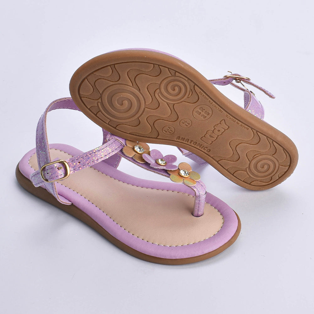 Sandália Infantil Menina Kidy Cristal Lilás com Capivara Agarradinha
