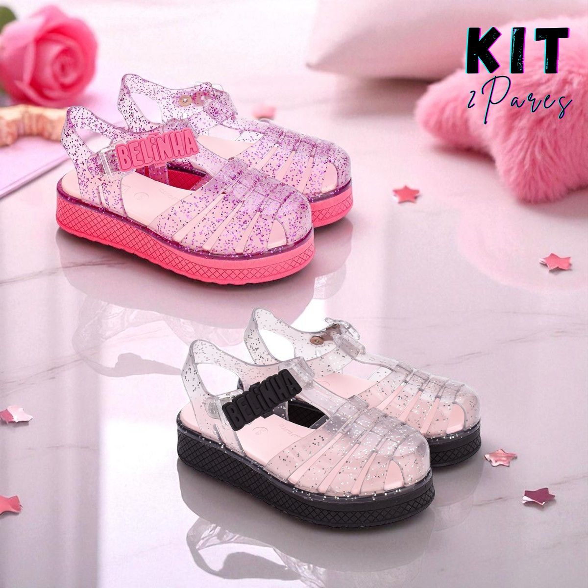 Kit 2 Sandálias Menina Infantil Belinha Kidy - Conforto e Versatilidade