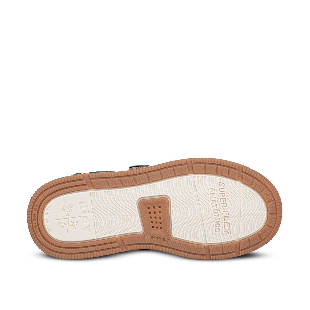 Tênis Infantil Menino Kidy Astral Verde/Castanho Casual Moderno Velcro