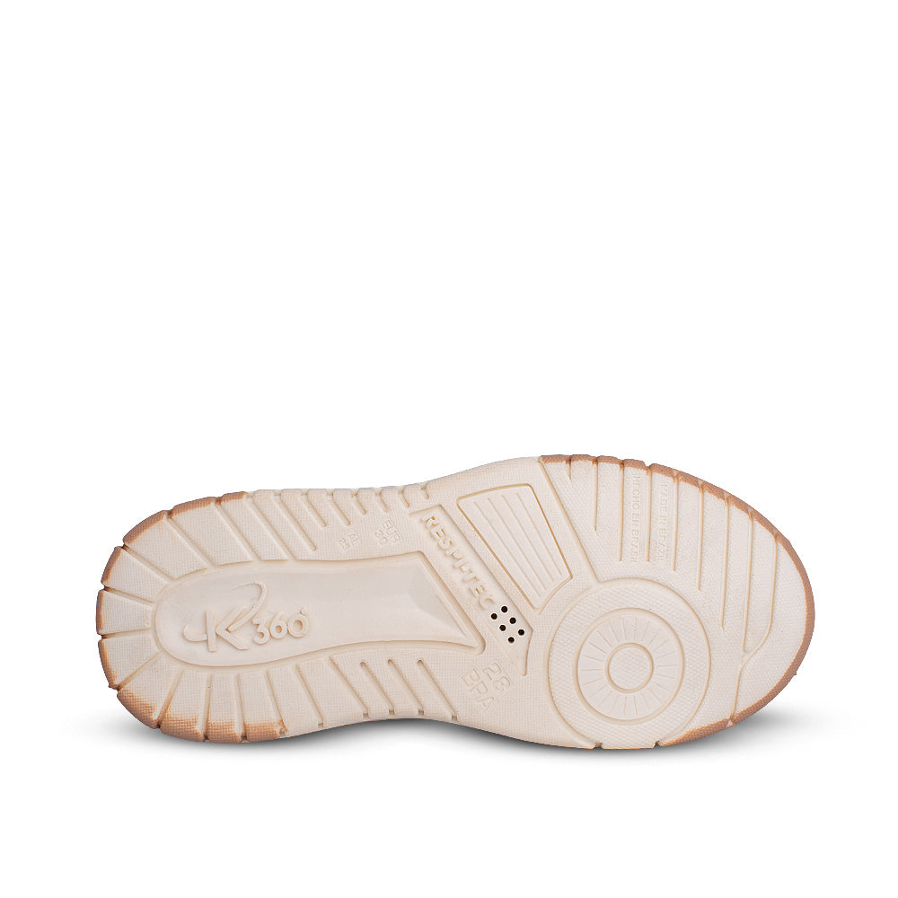 Tênis Infantil Menina Kidy K360 Estilo Respitec Off White/Ouro Delicado Estiloso