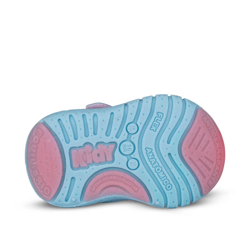 Tênis Infantil Menina Kidy Equilíbrio Rosa e Azul Conforto e Segurança