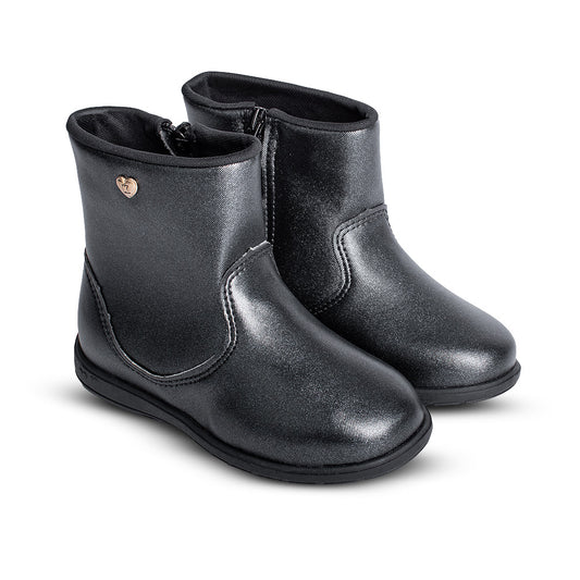 Bota infantil Menina Kidy Soft Preta Baby Conforto Delicada 18 ao 24