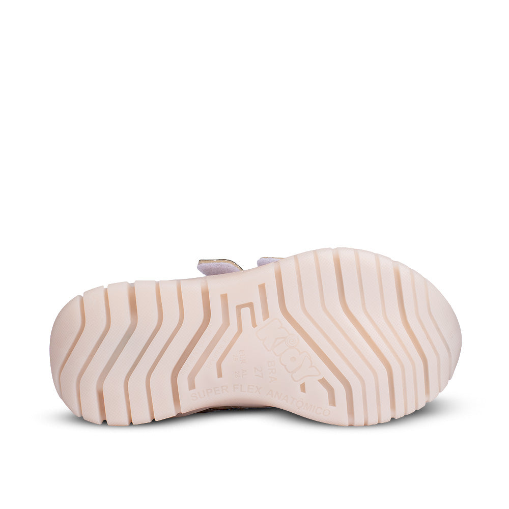 Tênis Infantil Menina Kidy Led Light Fun Ouro Velcro Duplo Conforto