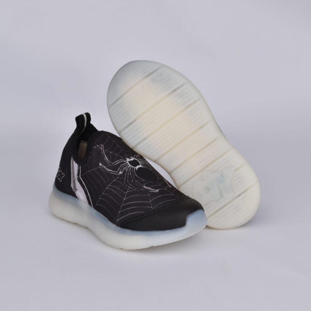 Tênis Infantil Menino Kidy Aranha Flex Ligth Preto Prata