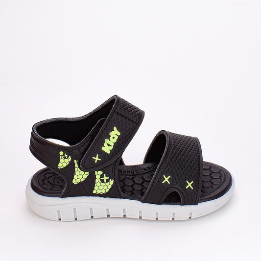 Sandália Menino Infantil Kidy Toys Preto Gelo e Amarelo