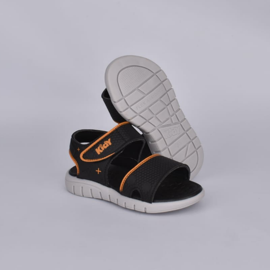 SANDALIA PAPETE INFANTIL MENINO KIDY TOYS PRETO/LARANJA
