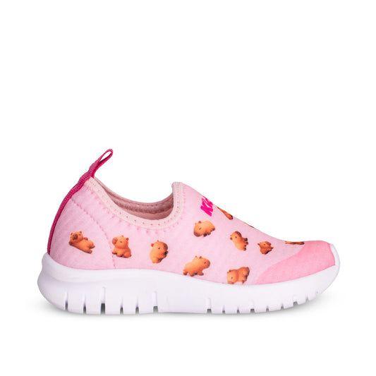 Tênis Menina Kidy Ultra Flex Rosa Capivara Agarradinha