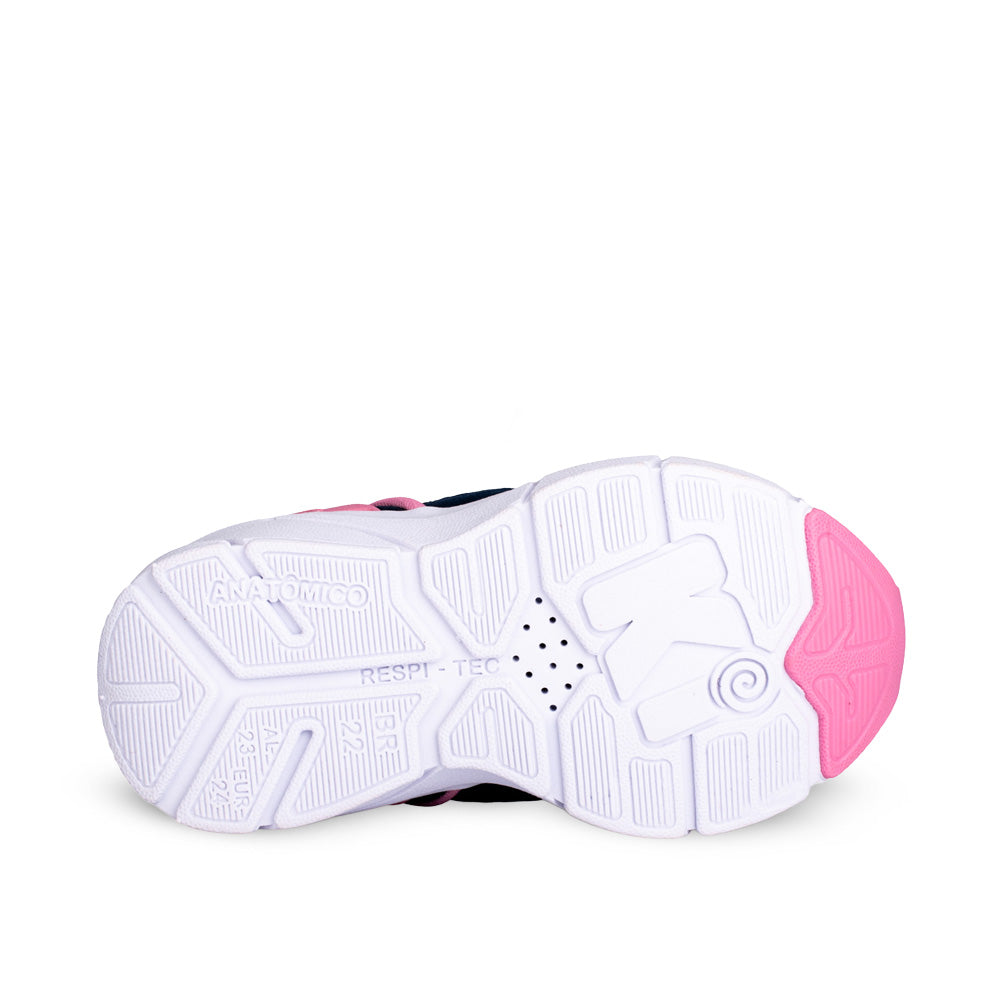 Tênis Menina Infantil Kidy Energy Baby Respitec Marinho e Rosa