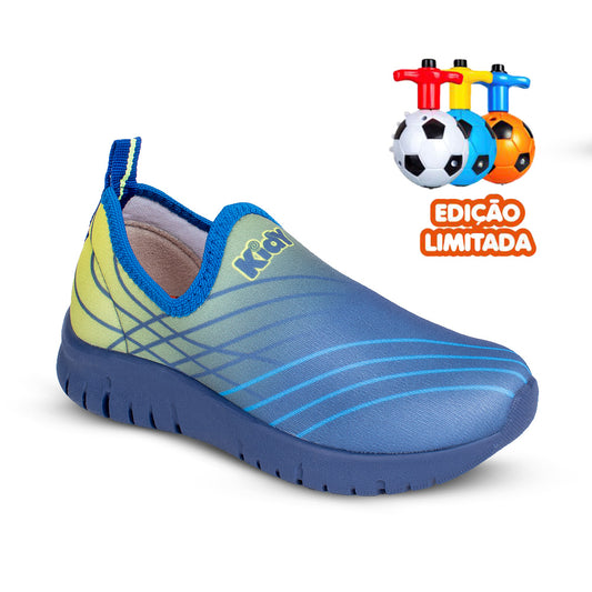 Tênis Infantil Menino Kidy Ultra Flex Azul e Verde Copa Do Mundo Esportivo