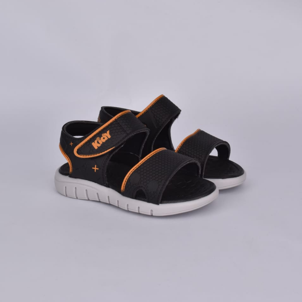 SANDALIA PAPETE INFANTIL MENINO KIDY TOYS PRETO/LARANJA