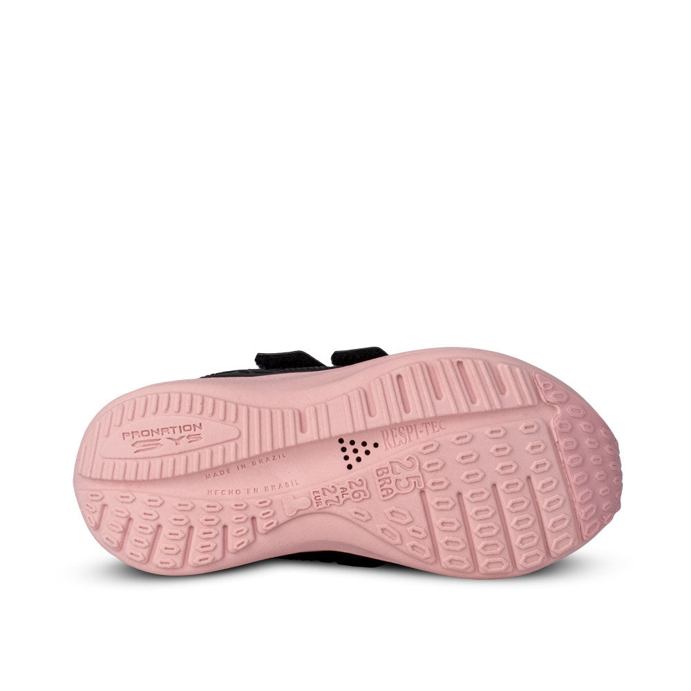 Tênis Kidy Super Conforto Respitec Preto e Rosa Chiclete