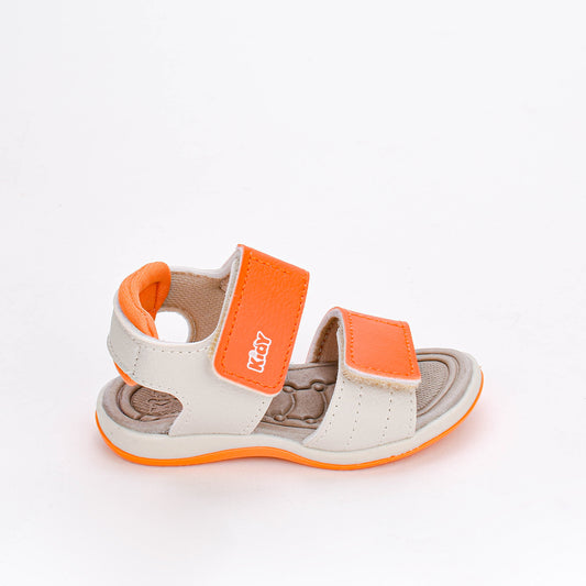 Sandália Bebê Menino Kidy Baby Equilíbrio Natural/Laranja Antiderrapante 16 ao 22