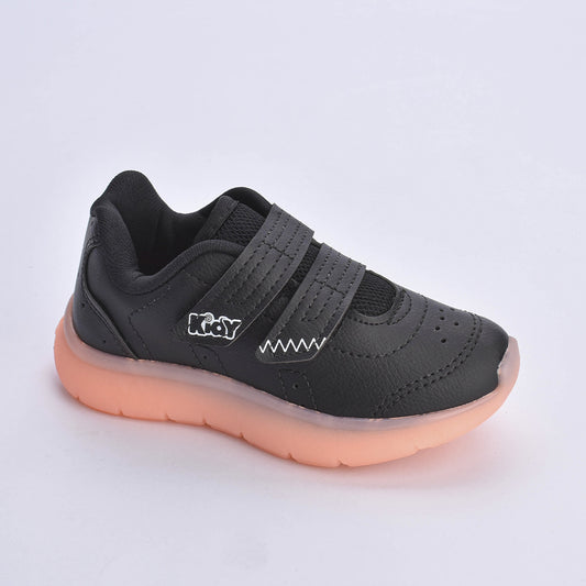 Tênis Infantil Menino Kidy Flex Light Preto/Laranja Neon Leve e Confortável