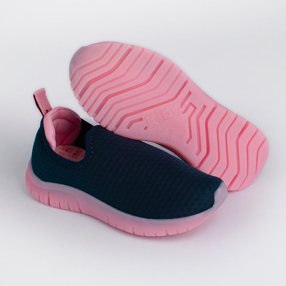 Tênis Menina Infantil Kidy Ultra Flex Marinho e Rosa
