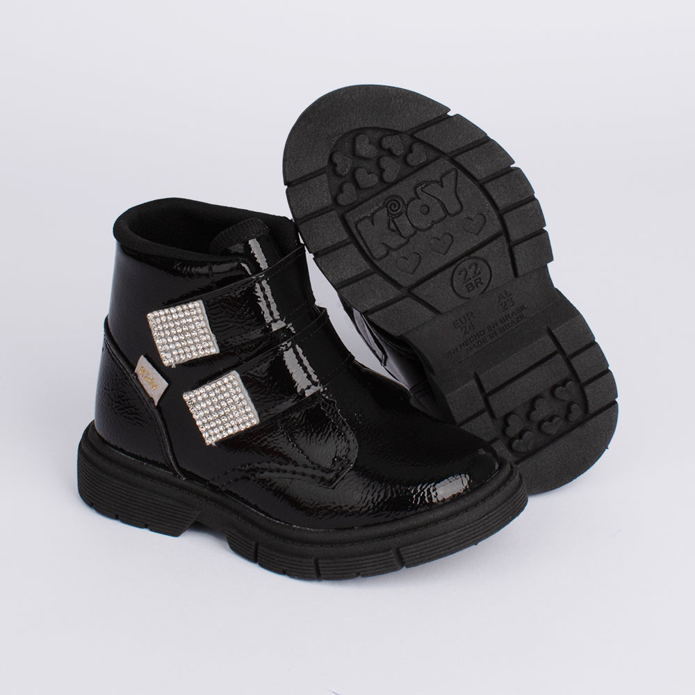 Bota Infantil Kidy Fashion Strass Baby Preto