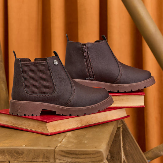 Bota Coturno infantil Menino Kidy Max Café Jequinha Conforto - Kidy Calçados -