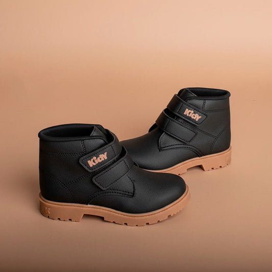 Bota Coturno Infantil Menino Kidy Max Preto Solado Tratorado e Velcro - Kidy Calçados -