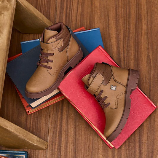 Bota Coturno Infantil Menino Kidy Walk Caramelo Marrom 28 ao 36 Conforto - Kidy Calçados -