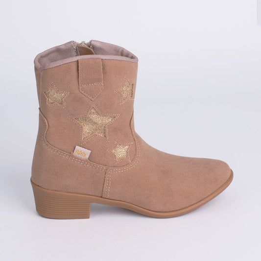 Bota Infantil Menina Kidy Estrelas Dourado Bege - Kidy Calçados - Botas, Coturnos e Galochas