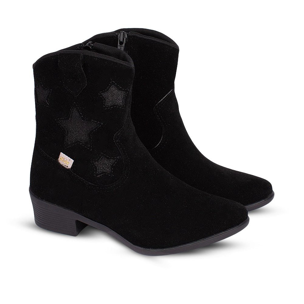 Bota Infantil Menina Kidy Folk Boho Estrelas Preto Cano Alto - Kidy Calçados - Botas, Coturnos e Galochas