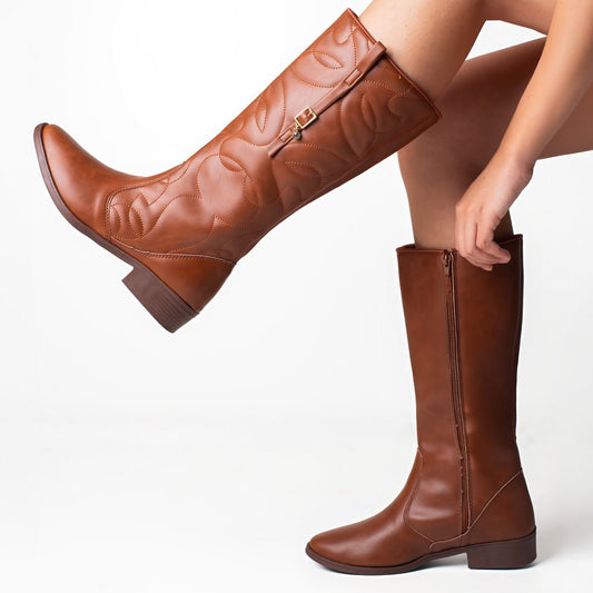 Bota Infantil Menina Kidy Montaria Canela Cano Alto Fivela Inverno - Kidy Calçados -