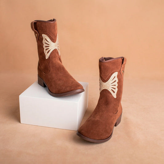 Bota Infantil Menina Kidy Montaria Caramelo Borboleta Inverno - Kidy Calçados -