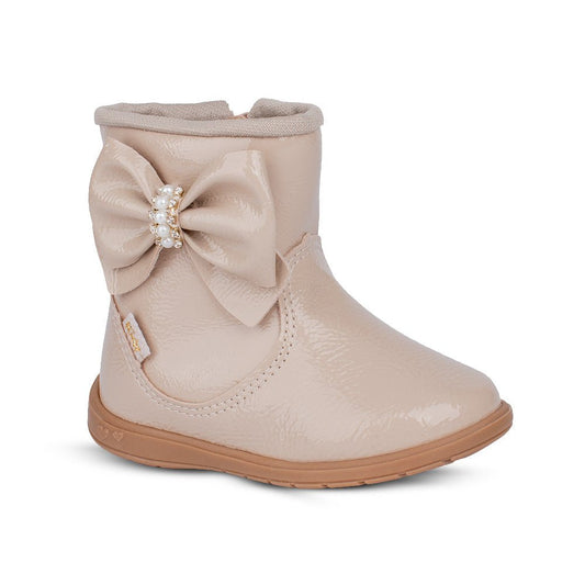 Bota Infantil Menina Kidy Soft Baby Marfim Laço Delicada - Kidy Calçados -