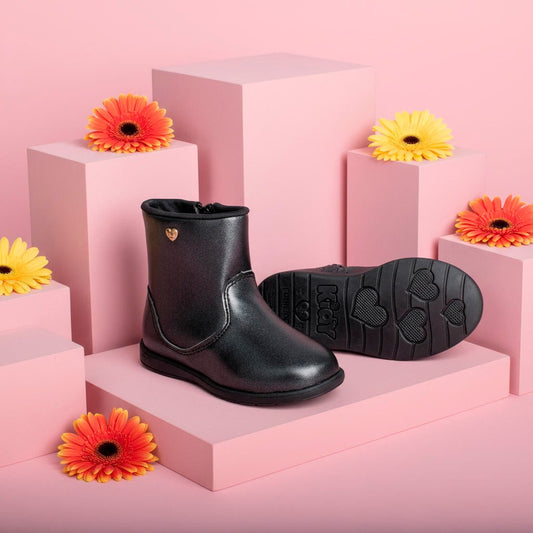 Bota infantil Menina Kidy Soft Preta Baby Conforto Delicada 18 ao 24 - Kidy Calçados -