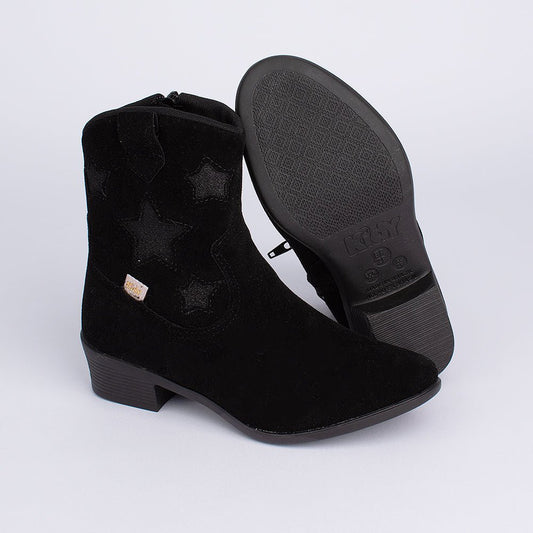 Bota Menina Infantil Kidy Folk Boho Estrelas Preto - Kidy Calçados - Botas, Coturnos e Galochas