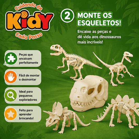 Brinquedo cabeça de dinossauro fóssil com Dinos surpresa - Kidy Calçados -