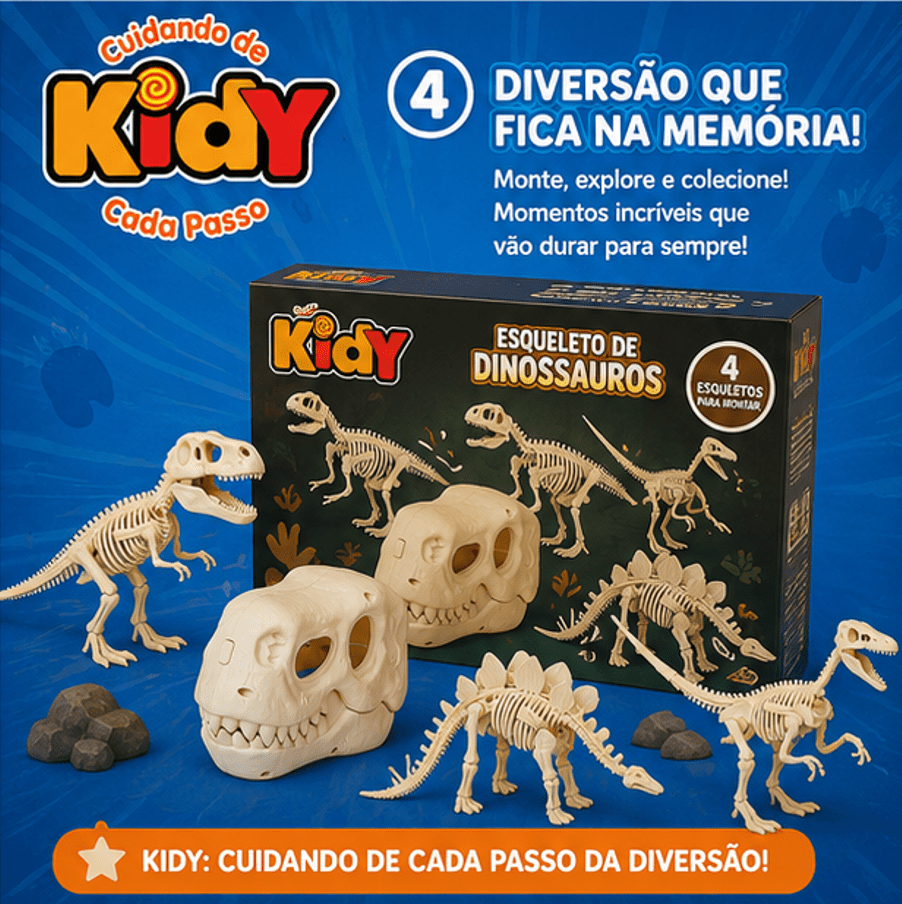Brinquedo cabeça de dinossauro fóssil com Dinos surpresa - Kidy Calçados -
