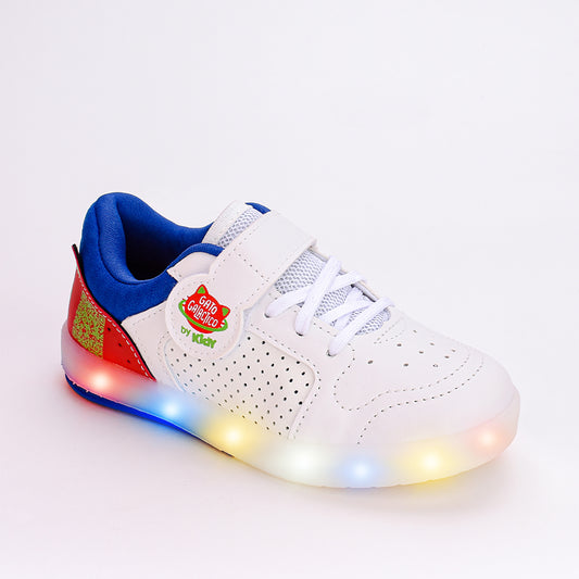 TÊNIS INFANTIL MENINO LED KIDY HYPE GALACTICO BRANCO/AZUL